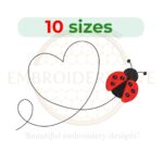 Buy Ladybug heart machine embroidery design