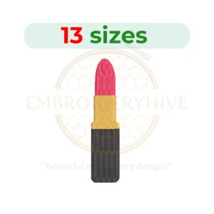 Lipstick embroidery design in 13 sizes for instant download.