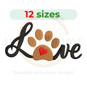 Buy Love Dog Paw Machine embroidery design