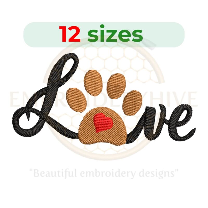 Buy Love Dog Paw Machine embroidery design