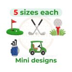 Set of 5 Mini Golf Embroidery Designs – Digital Download for Machine Embroidery