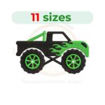 Monster Truck Embroidery Design – Digital file in 11 sizes for embroidery machines.