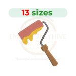 Paint Roller Embroidery Design in 13 sizes (1.5 inches to 7.5 inches in height). Available as a digital download in multiple embroidery formats (DST, PES, JEF, VP3, and more). Perfect for DIY enthusiasts, home decorators, and artists.