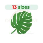 Elegant palm leaf embroidery design in 13 sizes, perfect for tropical and monstera-themed projects. Available in multiple formats.