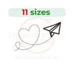 Paper Plane Embroidery Design – Digital file in 11 sizes for embroidery machines