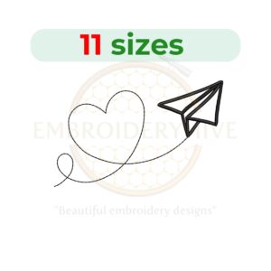 Paper Plane Embroidery Design – Digital file in 11 sizes for embroidery machines