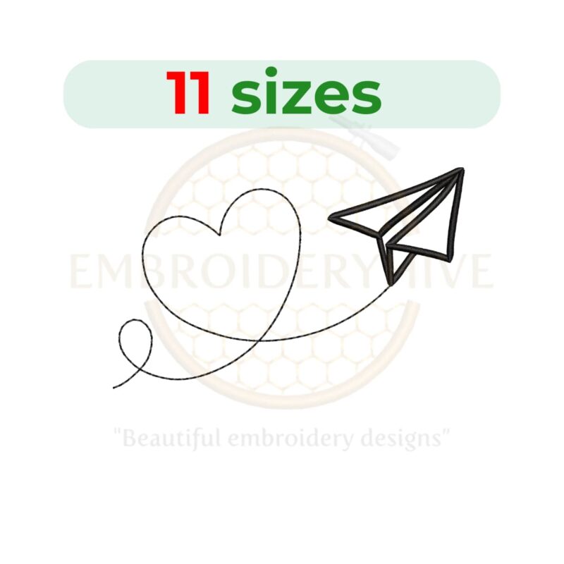 Paper Plane Embroidery Design – Digital file in 11 sizes for embroidery machines