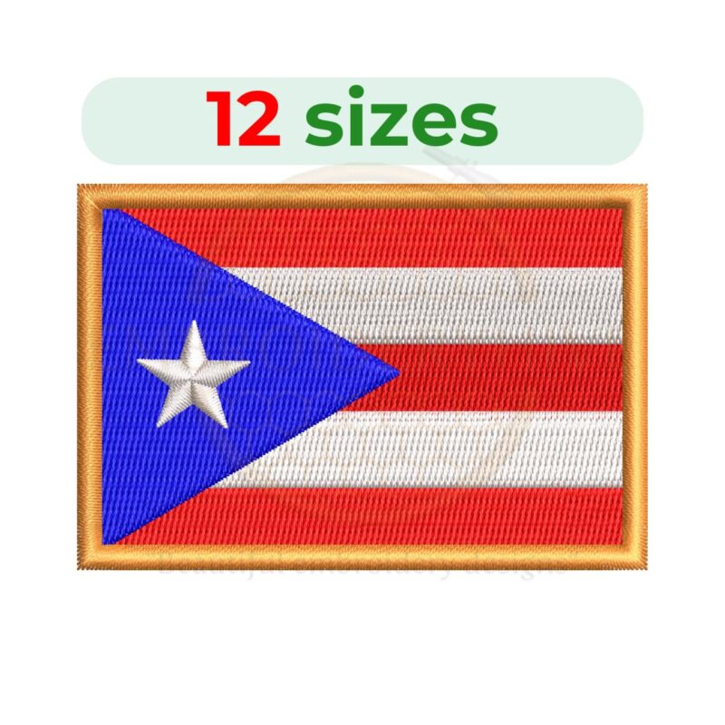 Buy Puerto Rico flag machine embroidery design