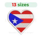 Puerto Rico Flag Heart Embroidery Design - Mini Heart Silhouette - Machine Embroidery