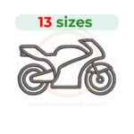 Racing Bike Embroidery Design - 13 sizes digital file for speed-inspired projects.