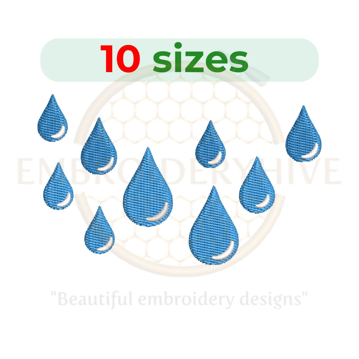 Buy Rain drop water machine embroidery design