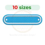 Rectangle name plate embroidery design in 10 sizes, ranging from 3 to 7.5 inches in width, ideal for name patches and rounded rectangles