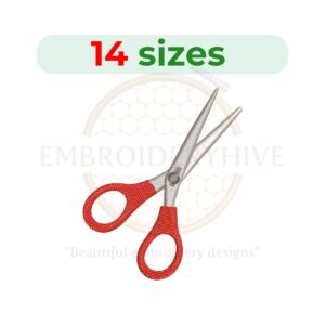 Scissors Silhouette Embroidery Design - Mini Scissors Fill Stitch