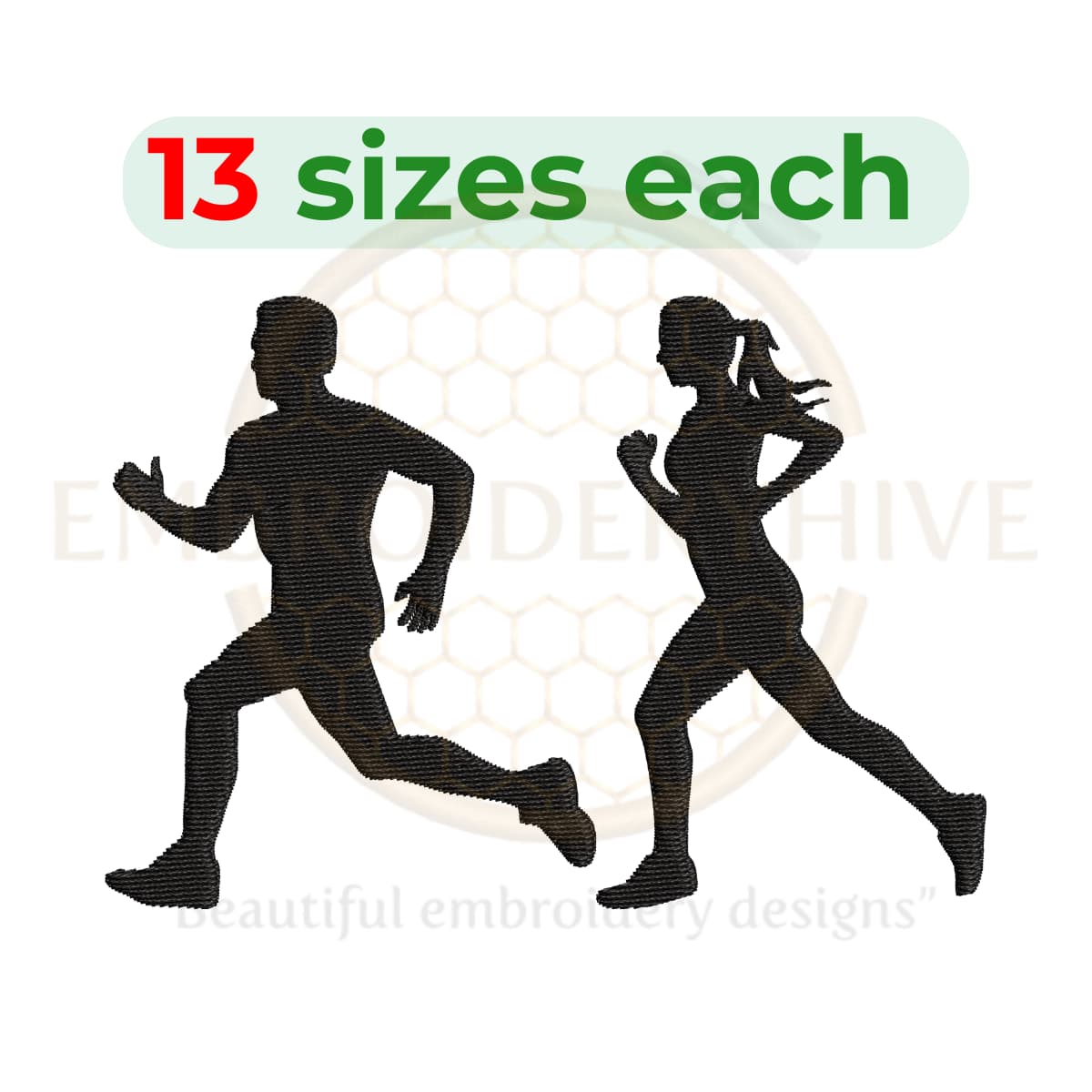 Buy Female and male runner machine embroidery design