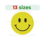Smiley face embroidery design in 13 sizes for instant download