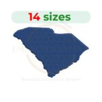 South Carolina State Embroidery Design – A high-quality digital embroidery file of the South Carolina state outline. Available in 14 sizes from 1" (25mm) to 7.5" (191mm). Instant download in multiple formats.