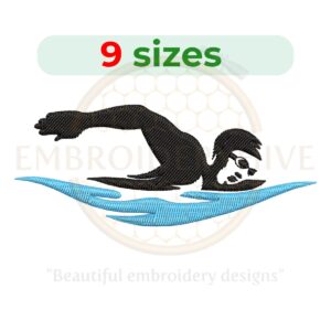 Buy Swimmer machine embroidery design