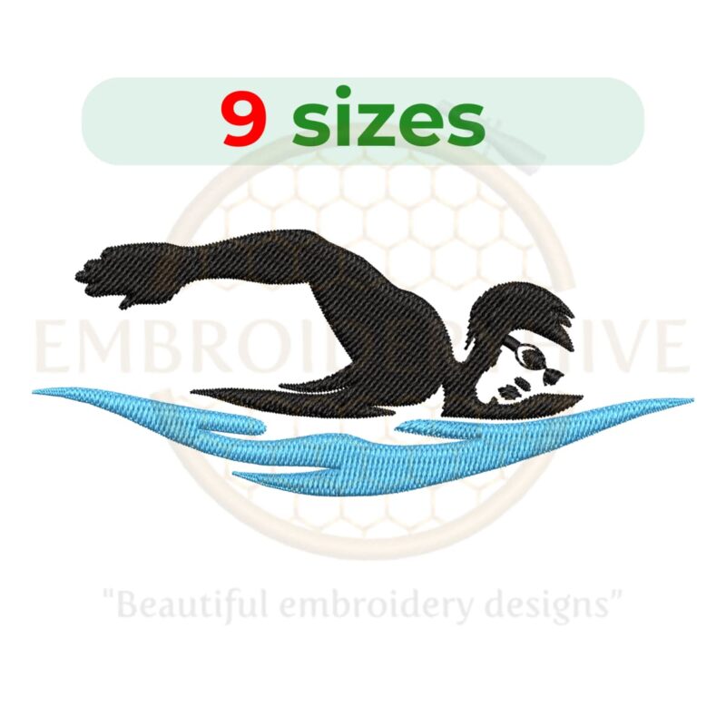 Buy Swimmer machine embroidery design