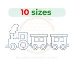 Train Embroidery Design - Mini Train Outline in Bean Stitch for Machine Embroidery.