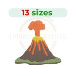 Volcano embroidery design in 13 sizes for digital download