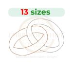 Wedding Rings embroidery design featuring an elegant outline, available in 13 sizes from 1.5 to 7.5 inches.