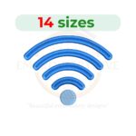 Digital WiFi symbol embroidery design available in 14 sizes for instant download