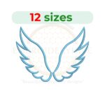 Wings Embroidery Design - Angel Wings Silhouette - 12 Sizes from 2 to 7.5 Inches