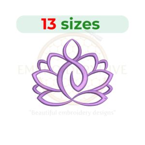 Yoga Lotus Embroidery Design - 13 Sizes from 1.5 to 7.5 Inches - Yoga Symbol Machine Embroidery