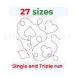 Card Suit Quilt Block Embroidery Design – Hearts, Spades, Clubs, and Diamonds in 2 Stitch Styles