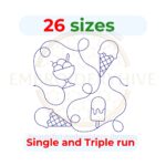 Ice Cream cone Quilting Embroidery Design – 26 Sizes, Single and Triple Stitch Styles, Digital Quilt Block for 3" to 12" Hoops