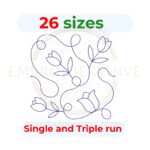 Tulip Quilt Block Embroidery Design – 26 Sizes, Square Format, Single & Triple Stitch Styles