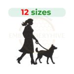 Woman and Dog Embroidery Design - Digital File for Embroidery Machines