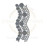 Floral Border Embroidery Design E-0736 – Elegant machine embroidery pattern for home textiles and garments