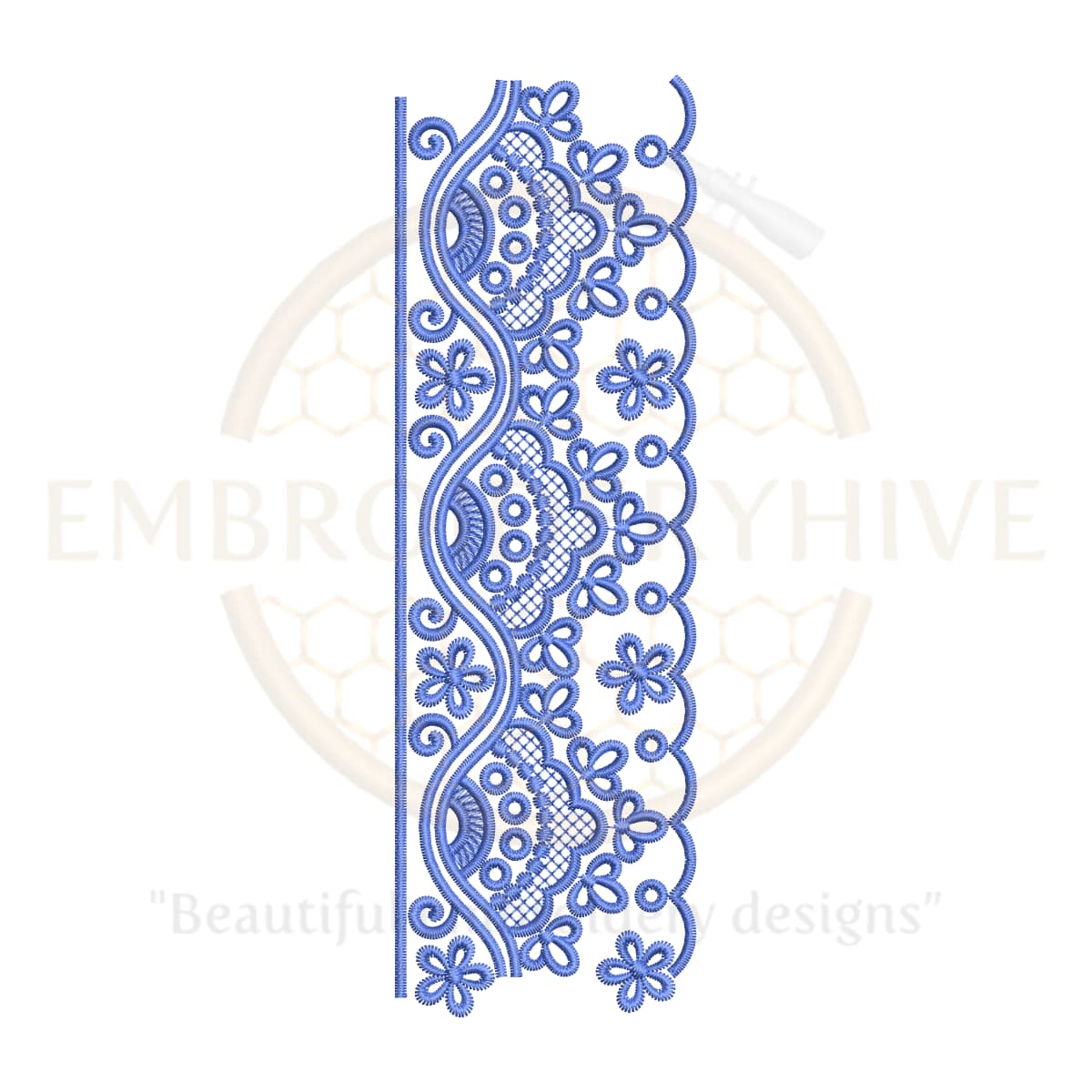 Flower Border Embroidery Design E-0743 – Digital machine embroidery pattern for home décor and apparel