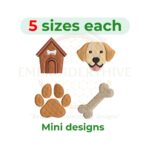Mini Labrador Dog Embroidery Design Set – Dog House, Face, Paw, and Bone – 5 Sizes Each