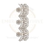 Floral Border Embroidery Design E-0766 – Elegant vertical floral pattern for machine embroidery on garments and home decor