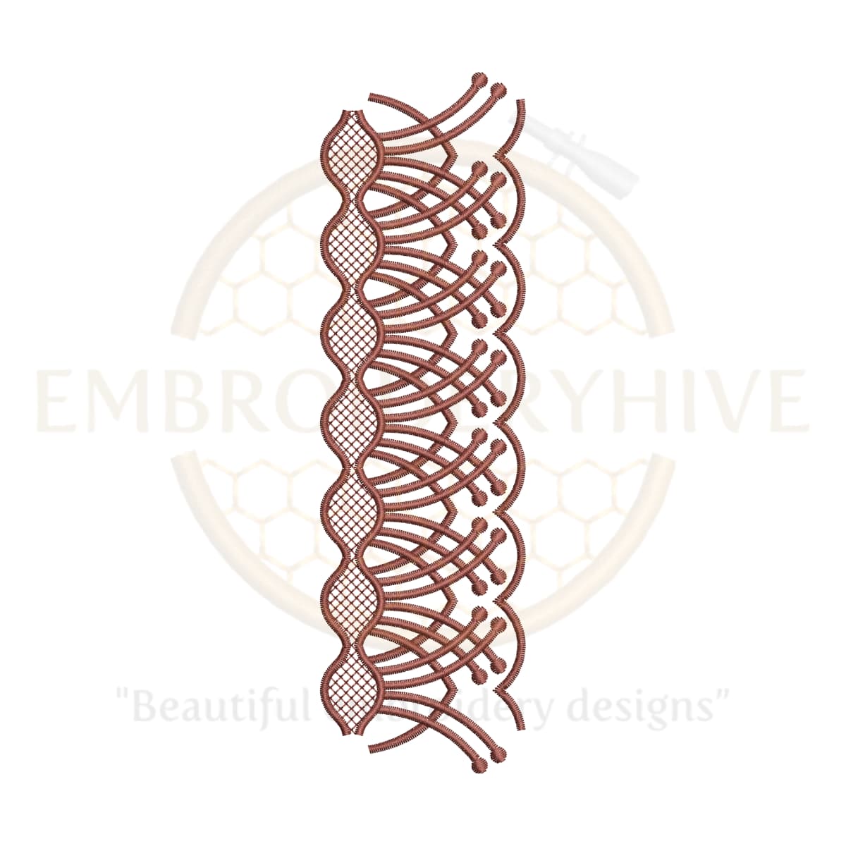 Floral Border Embroidery Design E-0767 – Vertical floral embroidery pattern for home linens and ethnic clothing