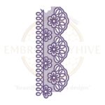 Delicate flower border embroidery design for vertical projects. Suitable for home linens and women’s garments. Digital download for embroidery machines.