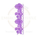 Flower Border Embroidery Design E-0771 – Elegant floral machine embroidery border for garments and home decor