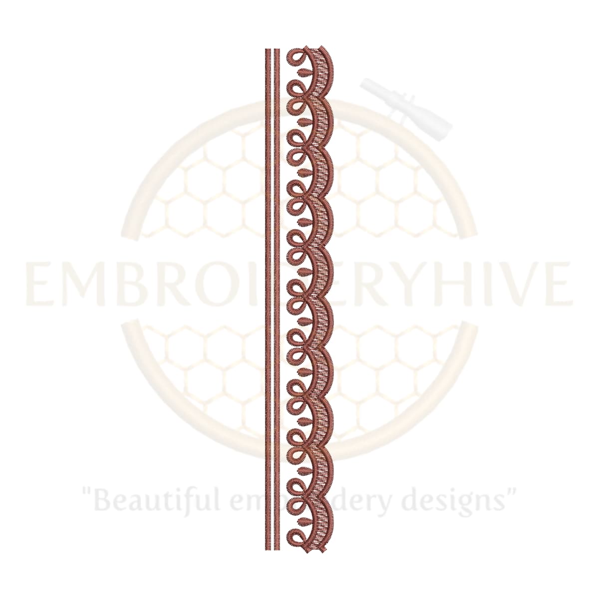 Narrow Floral Border Embroidery Design E-0776 – Elegant flower pattern for machine embroidery