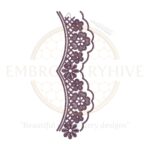 Vertical flower border embroidery design in elegant style, perfect for home decor and traditional women's garments. Digital download for embroidery machines.