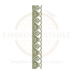 Slim vertical flower border embroidery design, great for scarves, kurti sleeves, and linens. Digital download file.