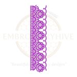 Elegant flower border embroidery design with medium width, suitable for dresses, linens, and curtain borders. Digital download.