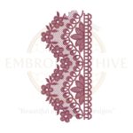 Wide floral border embroidery design in medium-to-large scale, perfect for home linens or garment trims. Digital download file.