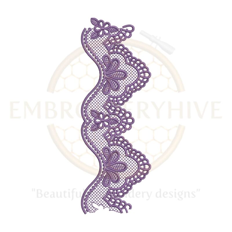 Elegant floral border embroidery design, ideal for clothing and home textiles. Available as a digital download for embroidery machines.