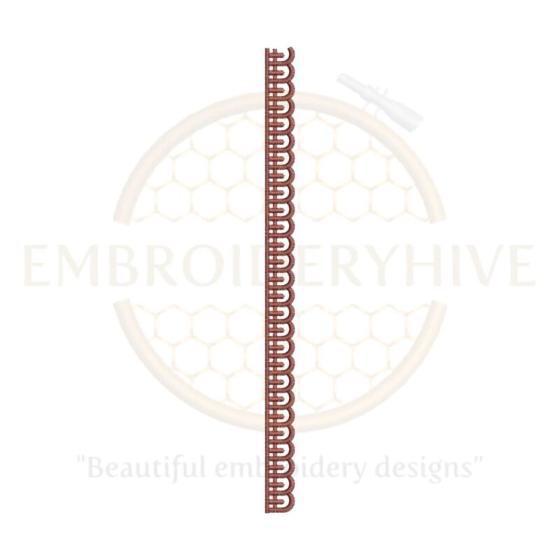Slim vertical border embroidery design in a digital format, ideal for narrow edges on garments and linens.