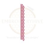 Narrow floral border embroidery design in vertical layout, perfect for edging sleeves, scarves, and home decor items.