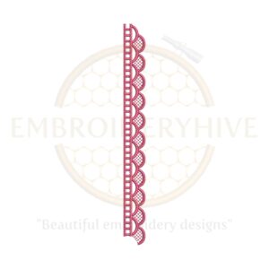 Narrow floral border embroidery design in vertical layout, perfect for edging sleeves, scarves, and home decor items.