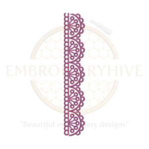 Vertical floral border embroidery design with intricate curves and leaf patterns, ideal for home decor and ethnic wear accents.