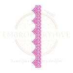 Delicate vertical border embroidery design featuring symmetrical floral motifs and curved details, perfect for linens and ethnic garments.